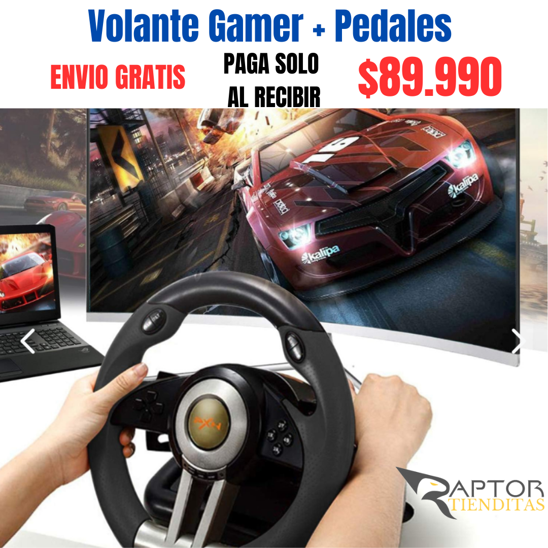 Volante Gamer Pedales + Palanca