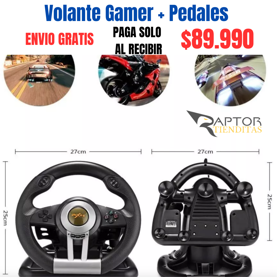 Volante Gamer Pedales + Palanca