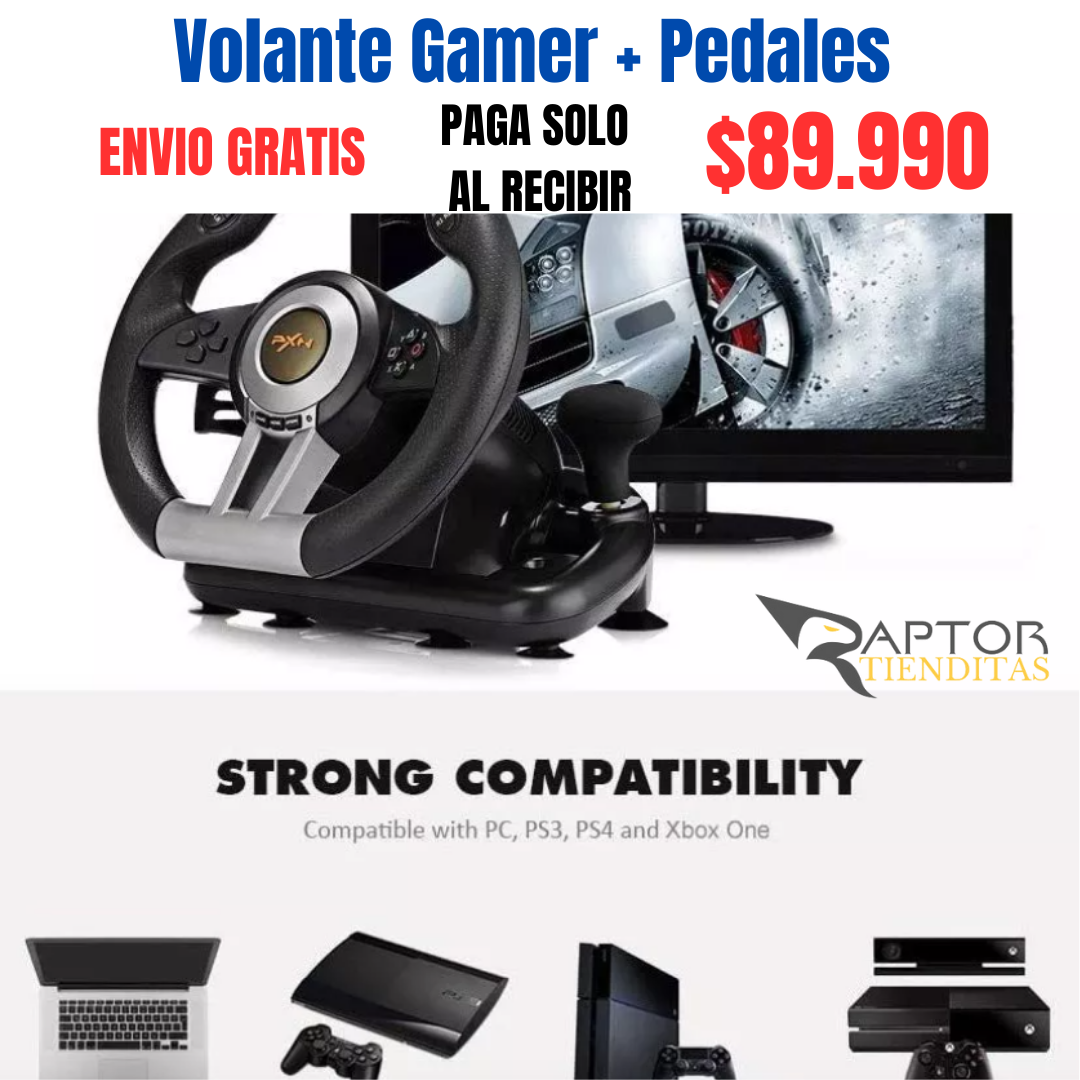 Volante Gamer Pedales + Palanca